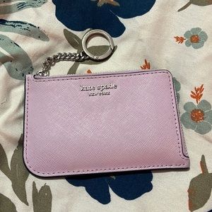 Like new Lilac and Navy Kate Spade Card Holder with silver latch key ring